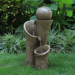 24Inches Outdoor Waterfall Garden Fountain For Indoor And Outdoor, Patio And Garden