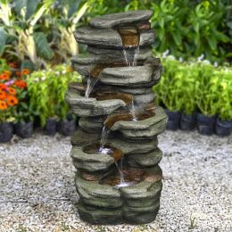 30.7Inches Outdoor Water Fountain With Led Lights