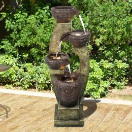 40Inches Tall Modern Outdoor Fountain - Outdoor Garden Fountain With Contemporary Design For Garden, Patio Decor