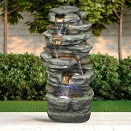 32.6Inches Rock Water Fountain With Led Lights