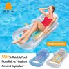 59In Inflatable Pool Float Raft W/ Headrest Armrest Cupholder Swimming Pool Lounge Air Mat Chair