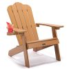 Tale Adirondack Chair Backyard Outdoor Furniture Painted Seating With Cup Holder All-Weather And Fade-Resistant Plastic Wood For Lawn Patio Deck Garde