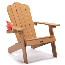 Tale Adirondack Chair Backyard Outdoor Furniture Painted Seating With Cup Holder All-Weather And Fade-Resistant Plastic Wood For Lawn Patio Deck Garde