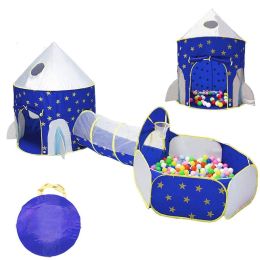 3 In 1 Rocket Ship Play Tent - Indoor/Outdoor Playhouse Set For Babies,Toddleers  Rt