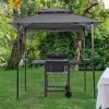 Outdoor Grill Gazebo 8 X 5 Ft, Shelter Tent, Double Tier Soft Top Canopy And Steel Frame With Hook And Bar Counters, Grey-Dk