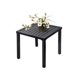 Meooem Outdoor Indoor Small Square Metal Patio Side/End Tables, Metal Patio Coffee Bistro Garden Side Table, Weather Resistant Anti-Rust End Tables Fo