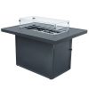 Aluminum Alloy Fire Pit Table 55000Btu Outdoor With Glass Wind Guard For Garden Patio