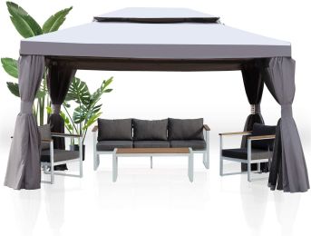 Grand Patio 10X13 Feet 2-Tier Patio Gazebo, Outdoor Canopy With Mosquito Netting And Shade Curtains, Sturdy Straight Leg Tent For Backyard & Party & E
