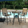 Meooem Outdoor Patio High Bar Set, Wood-Like Bar Table And Bar Chair For Living Room And Small Space Dining Room