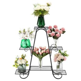 Artisasset One Pack Black Paint 31 Inch High Arch 4 Layers 6 Vertical Stripes Potted Plant Frame--Ys