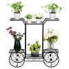 Artisasset Garden Cart Stand & Flower Pot Plant Holder Display Rack, 6 Tiers, Parisian Style - Perfect For Home, Garden, Patio Black Rt