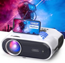 Vidoka Native 1080P Wifi Projector, 8000L Full Hd Video Projector For Home & Outdoor Use, 300" Display & Zoom Movie Projector With Hifi Stereo, Sleep