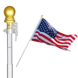 6.5Ft Sectional Al Flag Pole W/Us Flag Ball