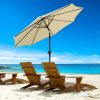 9Ft Patio Umbrella Outdoor Market Table Umbrella With Push Button Tilt And Crank For Garden, Lawn, Deck, Backyard & Pool, 8 Sturdy Ribs, Beige