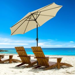 9Ft Patio Umbrella Outdoor Market Table Umbrella With Push Button Tilt And Crank For Garden, Lawn, Deck, Backyard & Pool, 8 Sturdy Ribs, Beige