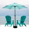 Outdoor Patio 8.6-Feet Market Table Umbrella With Push Button Tilt And Crank, Blue Stripes[Umbrella Base Is Not Included]