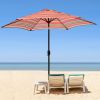 Outdoor Patio 8.6-Feet Market Table Umbrella With Push Button Tilt And Crank, Red Stripes[Umbrella Base Is Not Included]