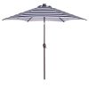 Outdoor Patio 8.7-Feet Market Table Umbrella With Push Button Tilt And Crank, Blue White Stripes With 24 Led Lights[Umbrella Base Is Not Included]