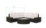 6 Pieces Patio Furniture Set,All-Weather Outdoor Sectional Sofa,Manual Weaving Pe Wicker Rattan Patio Conversation Sets With Beige Cushion And Glass C