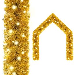 Christmas Garland With Led Lights 197" Gold