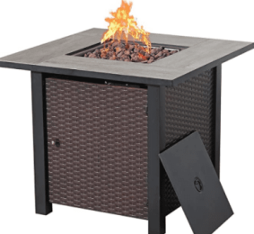 Outdoor 30 Inch Rectangular Gas Stove With Lid 50,000 Btu Rattan Look