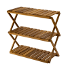 Beefurni Acacia 3 Tiers Wooden Plants Stand Foldable Shoe Rack Multipurpose Shelf Perfect Idea For Living Room, Bedroom, Hallway, Bathroom Natural Col