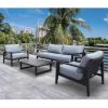 Aluminum Outdoor Furniture Set, 4-Piece Garden Aluminum Conversation Set, Patio Sectional Sofa Set With Removable Cushions And Coffee Table For Balcon