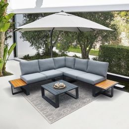 8 Pcs Patio Aluminum Conversation Sets, Outdoor Sectional Couch Furniture, With Cushions And Coffee Table,For Backyard Garden