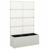 Trellis Raised Bed With 3 Pots 32.7"X11.8"X51.2" Poly Rattan White