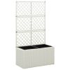 Trellis Raised Bed With 2 Pots 22.8"X11.8"X42.1" Poly Rattan White