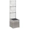 Trellis Raised Bed With 1 Pot 11.8"X11.8"X42.1" Poly Rattan Gray