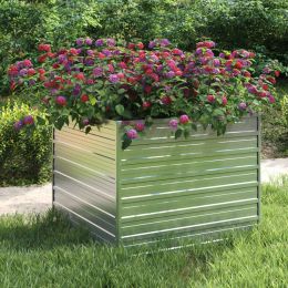 Garden Raised Bed 39.4"X39.4"X30.3" Galvanized Steel Silver