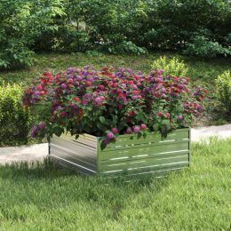 Garden Raised Bed 39.4"X39.4"X17.7" Galvanized Steel Silver
