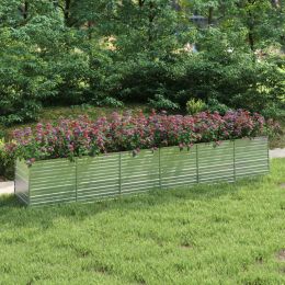 Garden Raised Bed 189"X31.5"X30.3" Galvanized Steel Silver