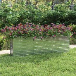 Garden Raised Bed 94.5"X15.7"X30.3" Galvanized Steel Silver