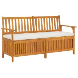 Storage Bench With Cushion 58.3" Solid Wood Acacia