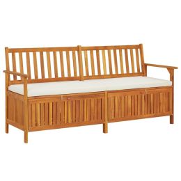 Storage Bench With Cushion 66.9" Solid Wood Acacia