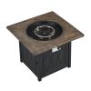 32 In. Square Metal Outdoor Fire Pit Table With Steel Lid, Table Top In Brown, Only For Pick Up
