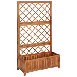 Raised Bed With Trellis 33.5"X15"X59.1" Solid Acacia Wood