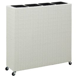 Garden Raised Bed With 4 Pots 31.5"X8.7"X31.1" Poly Rattan White