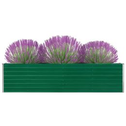 Raised Garden Bed 126"X15.7"X30.3" Galvanised Steel Green