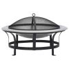 Outdoor Fire Pit With Grill Stainless Steel 29.9"