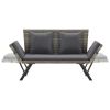 Garden Bench With Cushions 69.3" Gray Poly Rattan