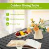 Meooem Outdoor Metal Patio Dining Table With Umbrella Hole, Metal Steel Square Backyard Bistro Table For Garden, Poolside, Backyard, Black