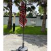 Outdoor Patio 8.6-Feet Market Table Umbrella With Push Button Tilt And Crank, Red Stripes[Umbrella Base Is Not Included]