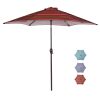 Outdoor Patio 8.6-Feet Market Table Umbrella With Push Button Tilt And Crank, Red Stripes[Umbrella Base Is Not Included]