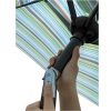 Outdoor Patio 8.6-Feet Market Table Umbrella With Push Button Tilt And Crank, Blue Stripes[Umbrella Base Is Not Included]