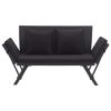 Garden Bench With Cushions 69.3" Black Poly Rattan