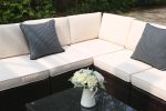 6 Pieces Patio Furniture Set,All-Weather Outdoor Sectional Sofa,Manual Weaving Pe Wicker Rattan Patio Conversation Sets With Beige Cushion And Glass C