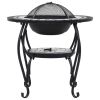 Mosaic Fire Pit Table Black And White 26.8" Ceramic